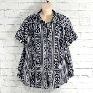 🔵BOGO FREE🔵 Roaman's Top Short Sleeve Cotton Sz 24W